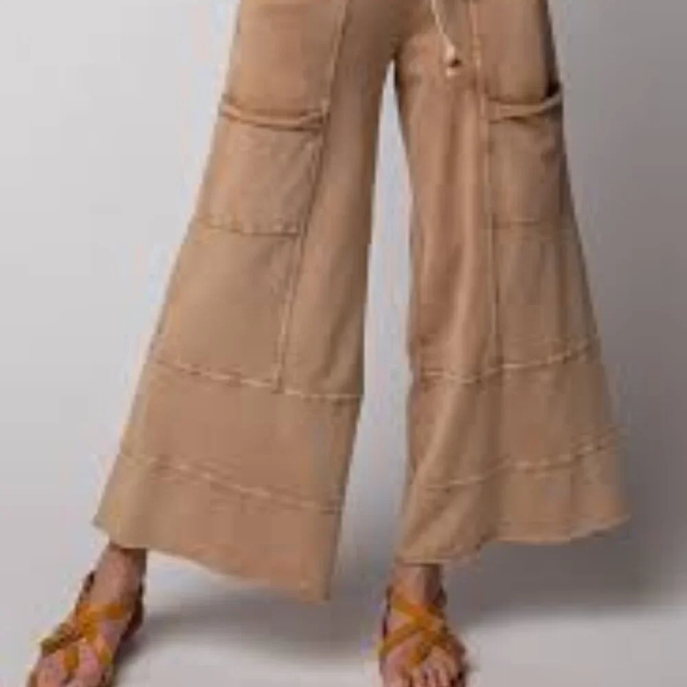 NWT: Easel Mineral Wash Wide Leg Pants - Picture 3 of 7